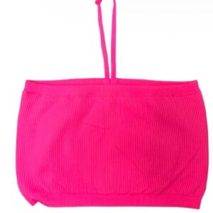 💗 NEW Aerie Size L Hot Pink Ribbed Crop Top 🎀